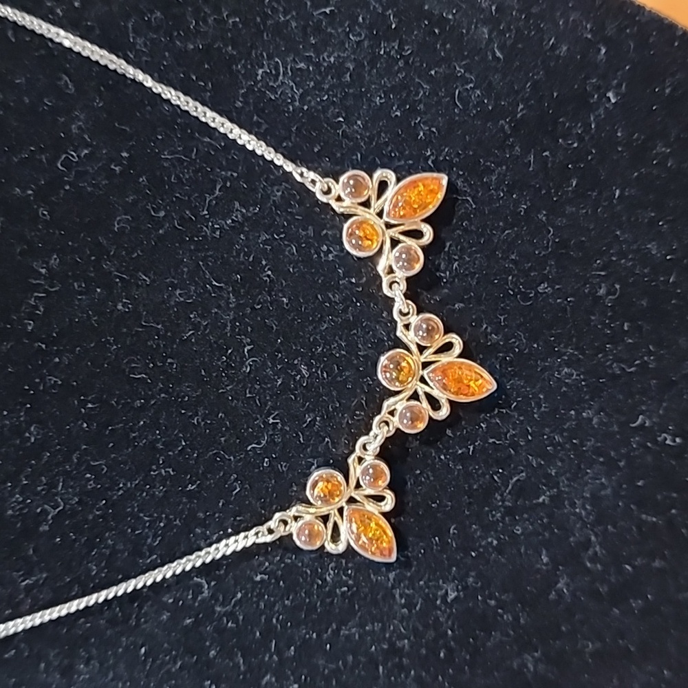 Baltic Amber Sterling Silver 925  16"  Necklace